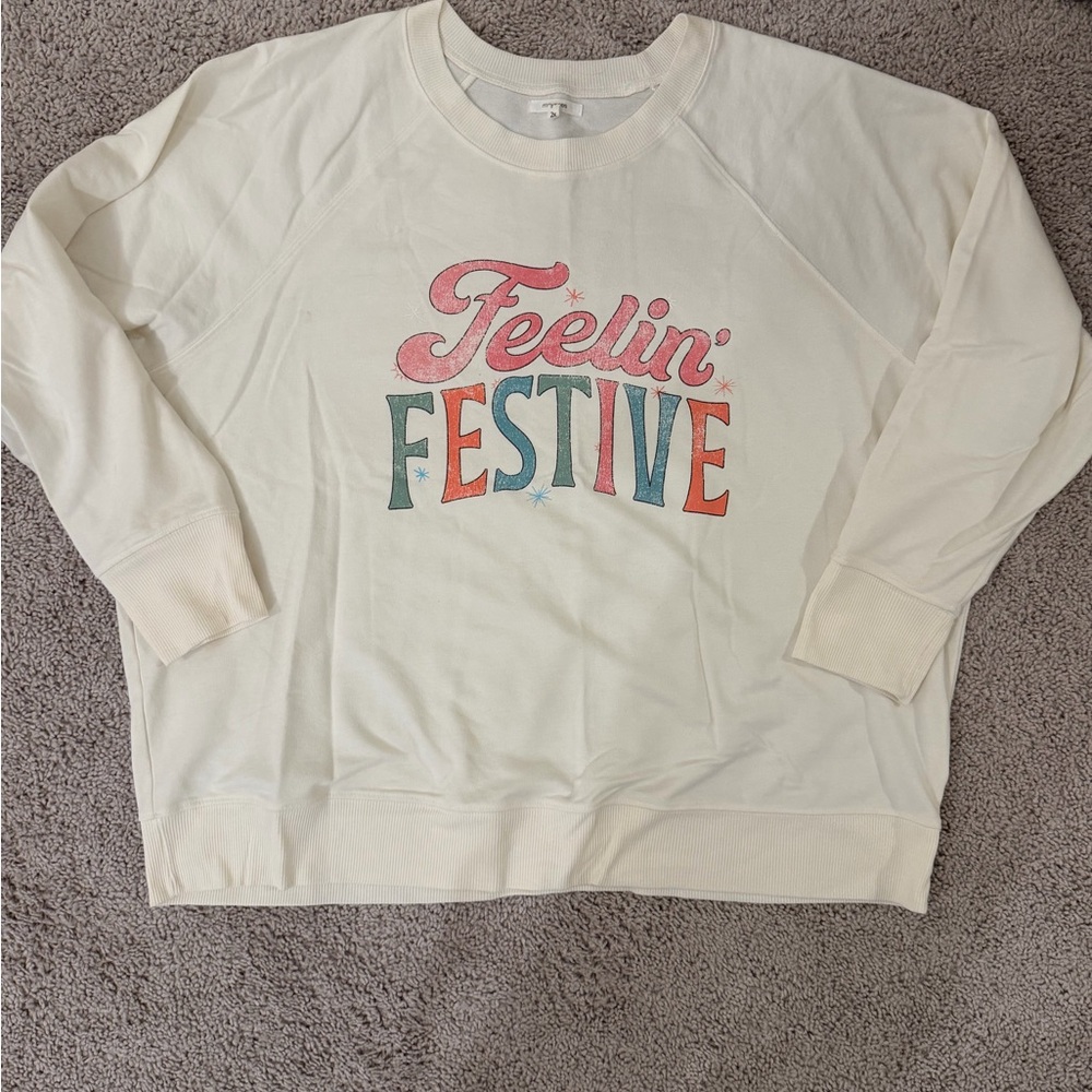 Maurices Cream Festive Graphic Tunic